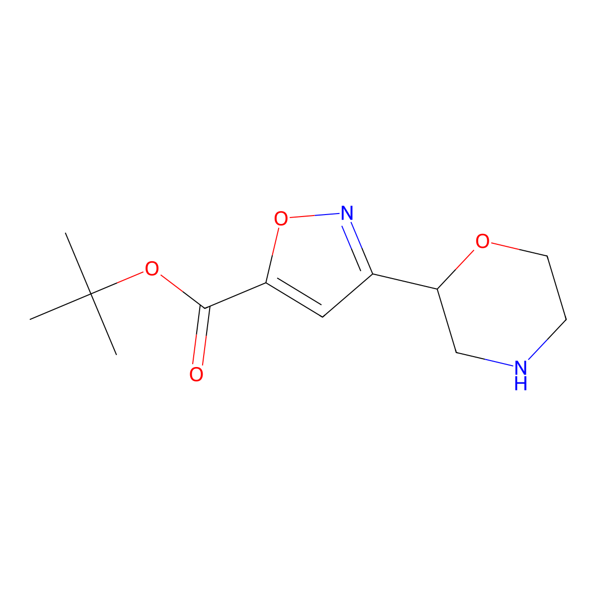 Tert-butyl 3-(morpholin-2-yl)-1,2-oxazole-5-carboxylate molecular structure, CAS 2680704-03-2
