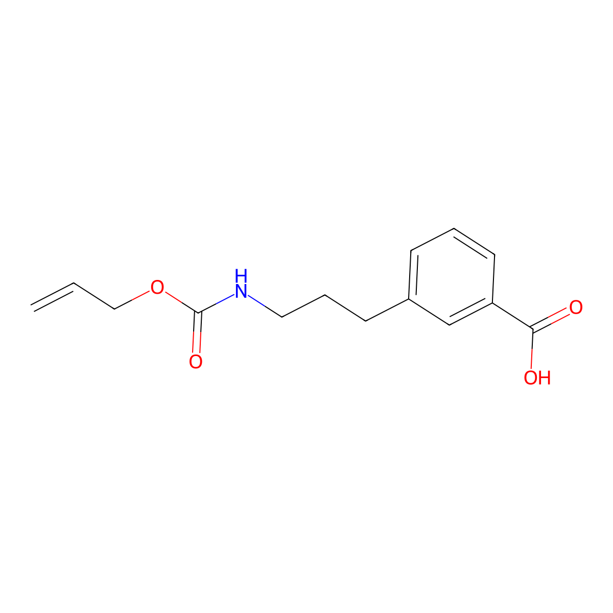 3-(3-{[(Prop-2-en-1-yloxy)carbonyl]amino}propyl)benzoic acid molecular structure, CAS 2680704-06-5