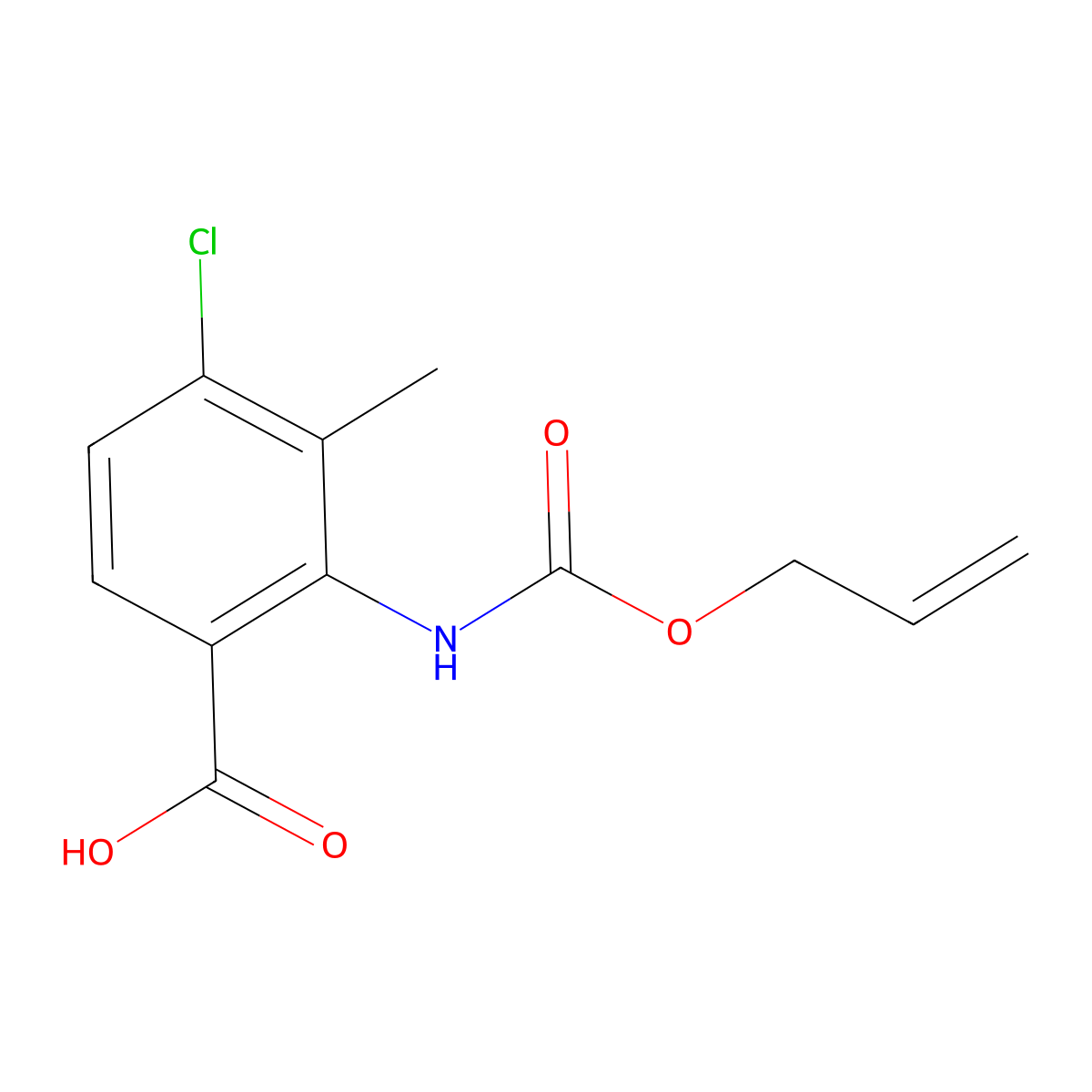 4-Chloro-3-methyl-2-{[(prop-2-en-1-yloxy)carbonyl]amino}benzoic acid molecular structure, CAS 2680704-07-6