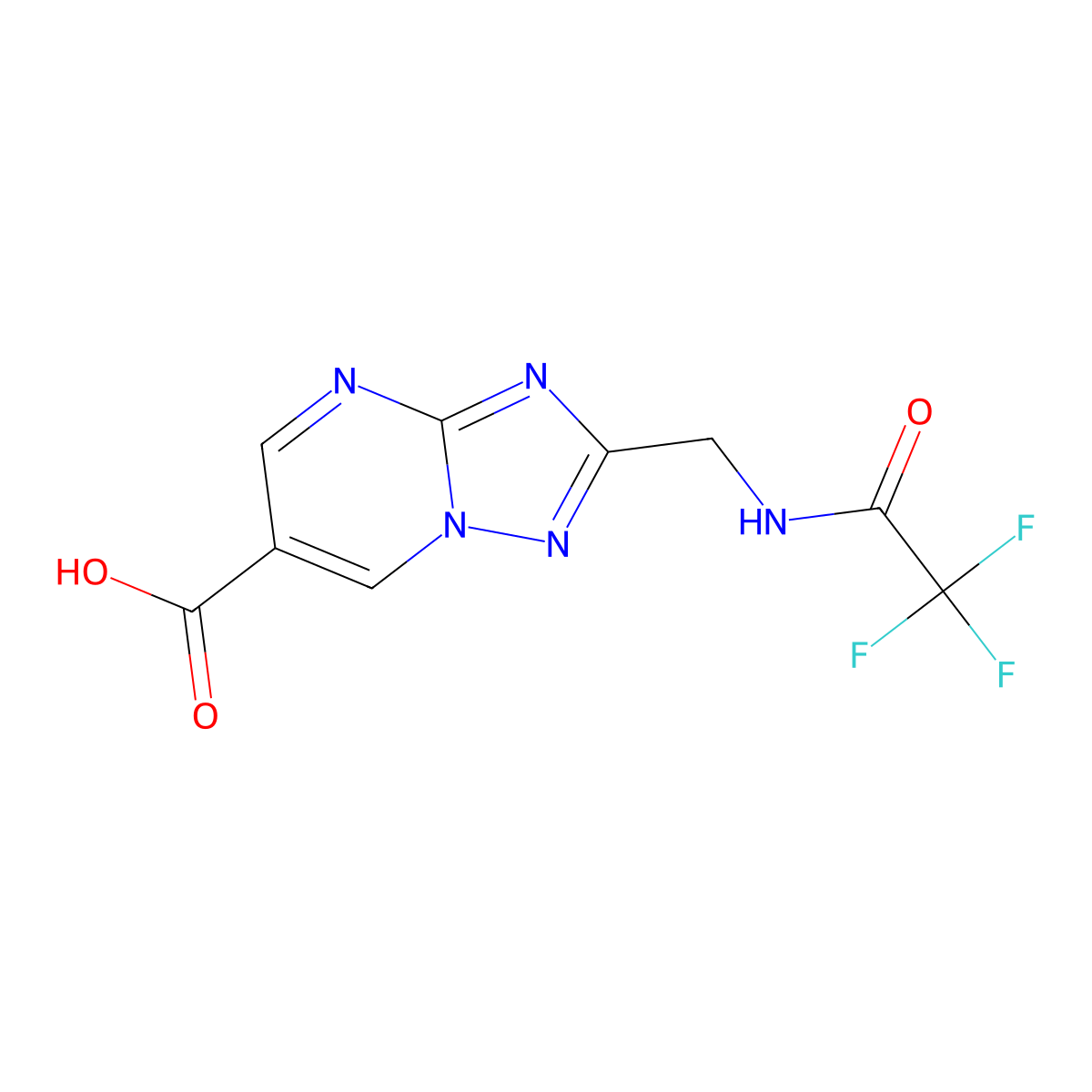 2-[(2,2,2-Trifluoroacetamido)methyl]-[1,2,4]triazolo[1,5-a]pyrimidine-6-carboxylic acid molecular structure, CAS 2680704-08-7