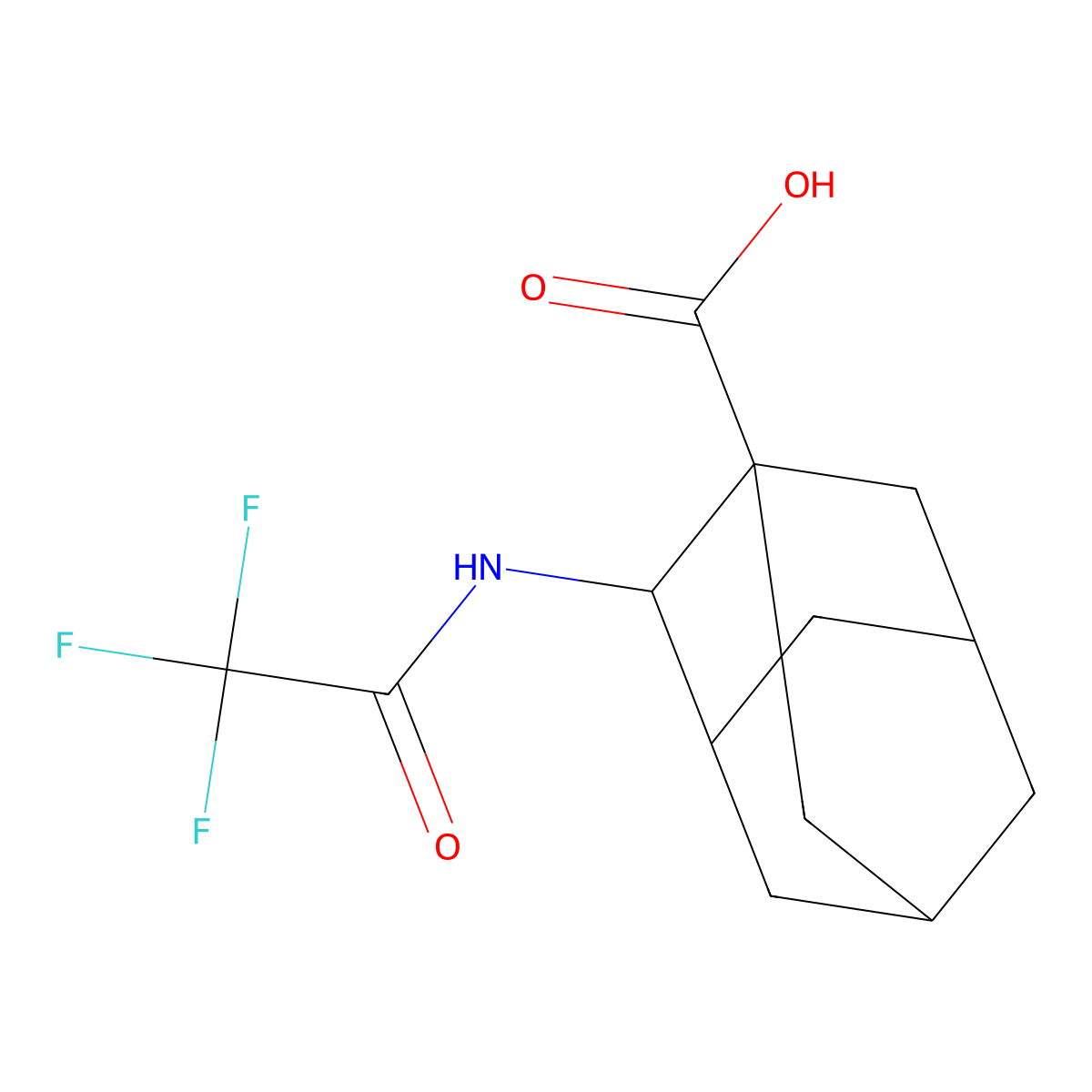 2-(2,2,2-Trifluoroacetamido)adamantane-1-carboxylic acid molecular structure, CAS 2680704-12-3