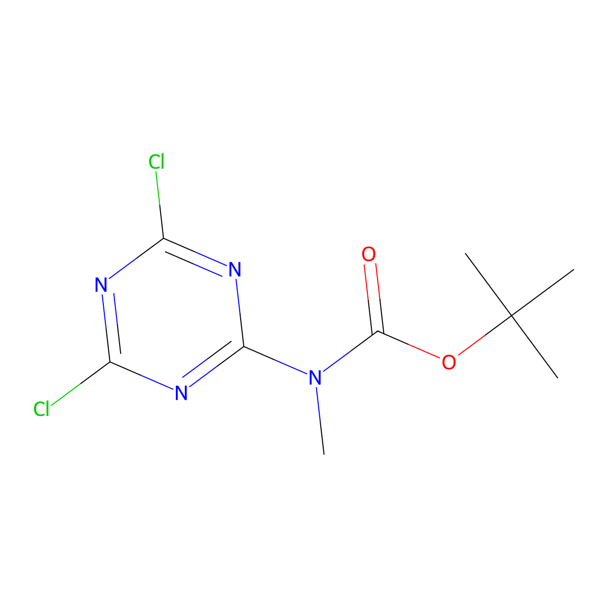 tert-butyl N-(4,6-dichloro-1,3,5-triazin-2-yl)-N-methylcarbamate molecular structure, CAS 2680704-14-5