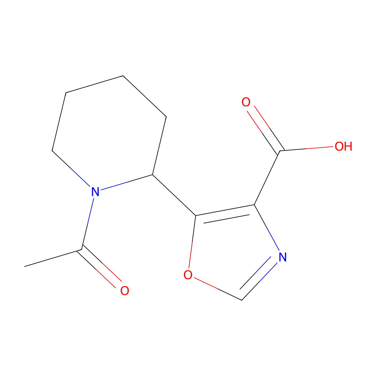 5-(1-Acetylpiperidin-2-yl)-1,3-oxazole-4-carboxylic acid molecular structure, CAS 2680704-16-7