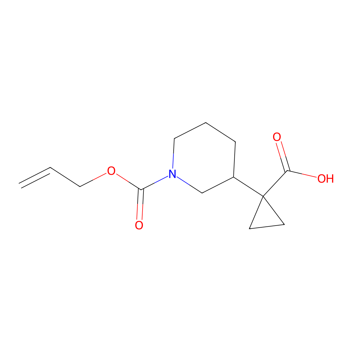 1-{1-[(Prop-2-en-1-yloxy)carbonyl]piperidin-3-yl}cyclopropane-1-carboxylic acid molecular structure, CAS 2680704-18-9