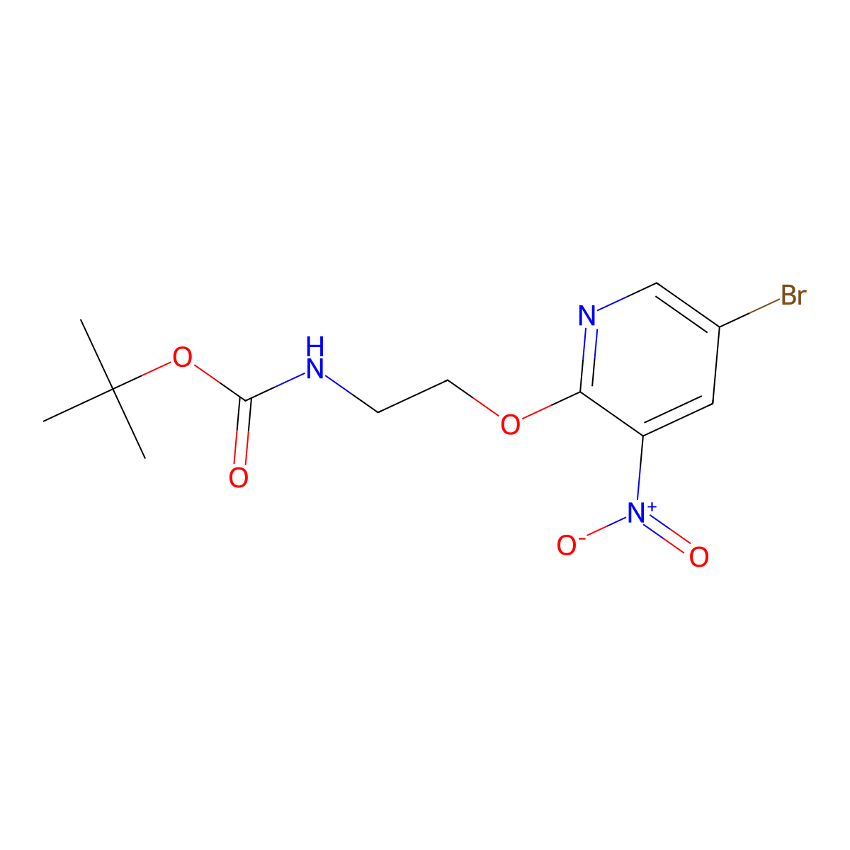 tert-butyl N-{2-[(5-bromo-3-nitropyridin-2-yl)oxy]ethyl}carbamate molecular structure, CAS 2680704-19-0