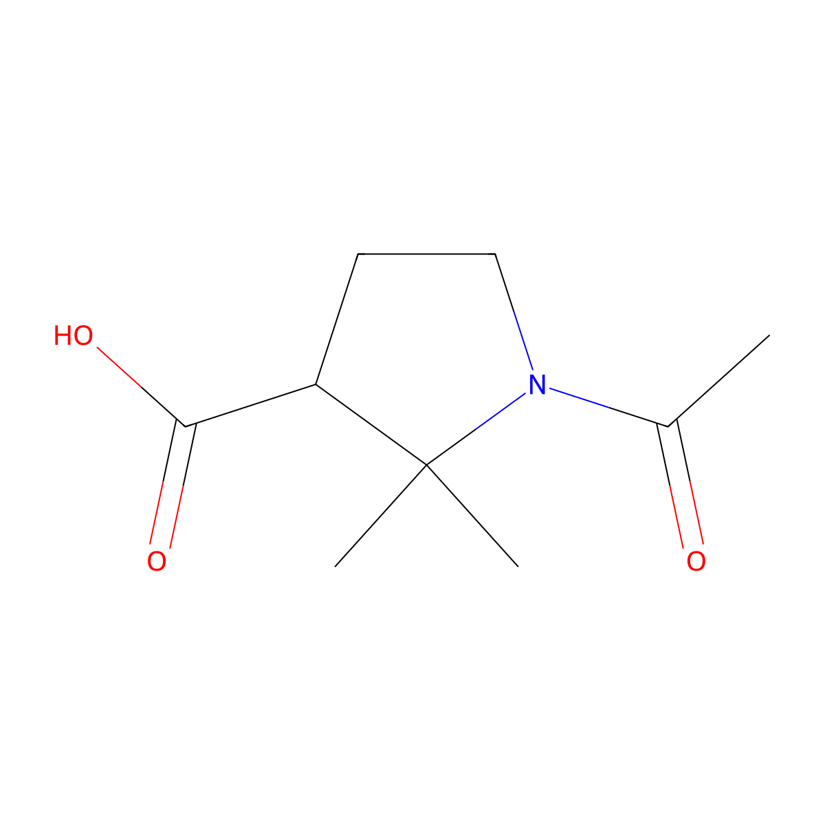 1-Acetyl-2,2-dimethylpyrrolidine-3-carboxylic acid molecular structure, CAS 2680704-23-6