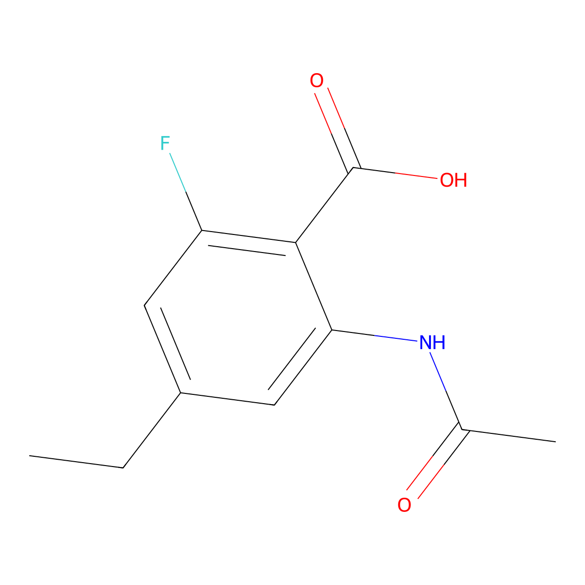 2-Acetamido-4-ethyl-6-fluorobenzoic acid molecular structure, CAS 2680704-26-9