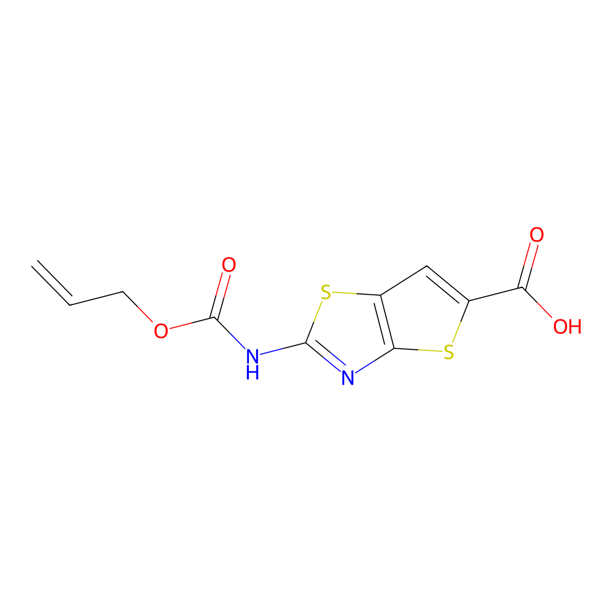 2-{[(Prop-2-en-1-yloxy)carbonyl]amino}thieno[2,3-d][1,3]thiazole-5-carboxylic acid molecular structure, CAS 2680704-33-8