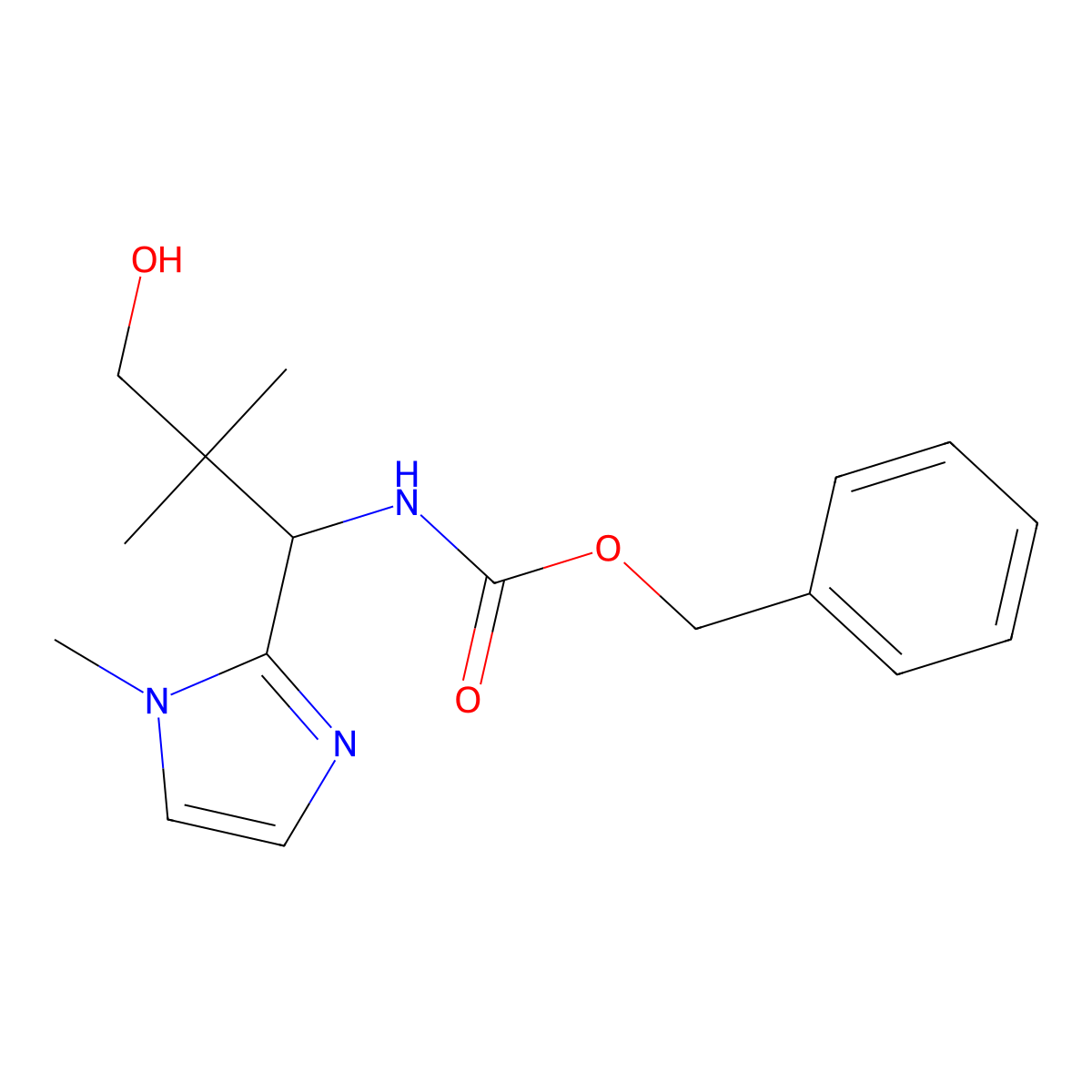 benzyl N-[3-hydroxy-2,2-dimethyl-1-(1-methyl-1H-imidazol-2-yl)propyl]carbamate molecular structure, CAS 2680704-36-1