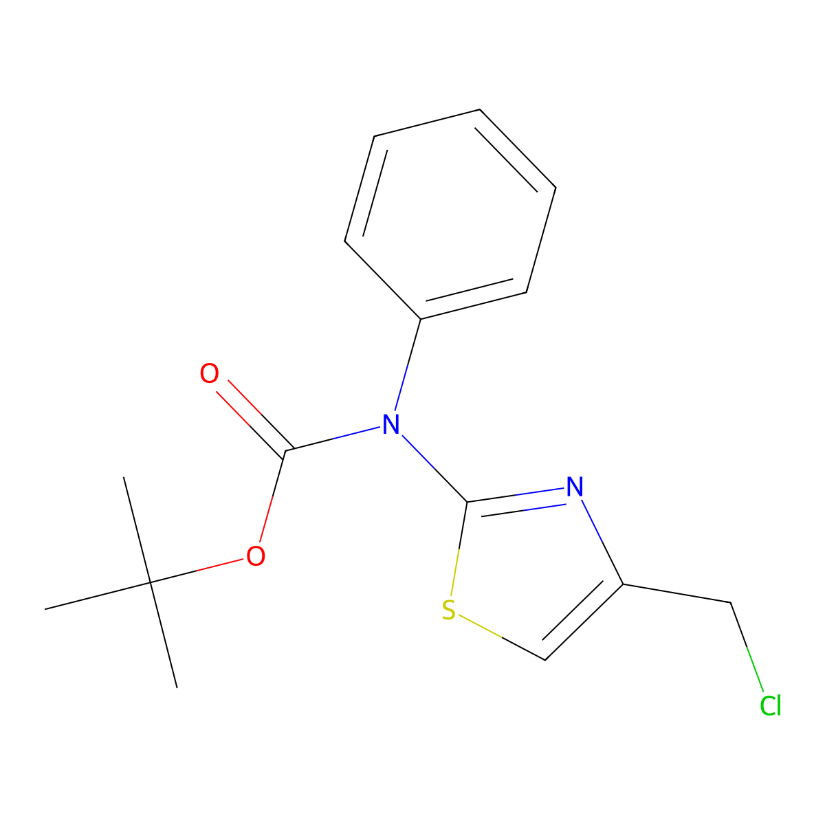 tert-butyl N-[4-(chloromethyl)-1,3-thiazol-2-yl]-N-phenylcarbamate molecular structure, CAS 2680704-39-4