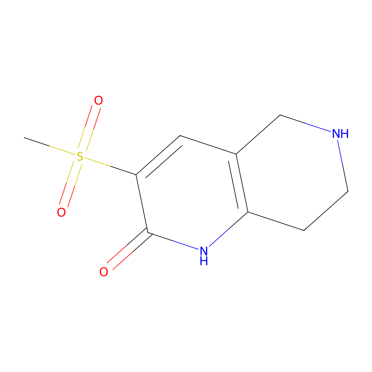 3-Methanesulfonyl-1,2,5,6,7,8-hexahydro-1,6-naphthyridin-2-one molecular structure, CAS 2680704-44-1