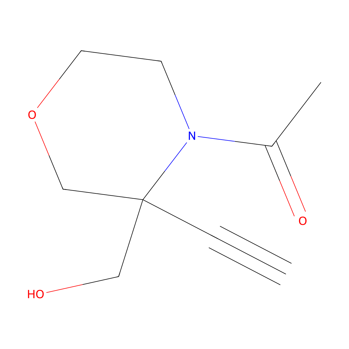1-[3-Ethynyl-3-(hydroxymethyl)morpholin-4-yl]ethan-1-one molecular structure, CAS 2680704-48-5