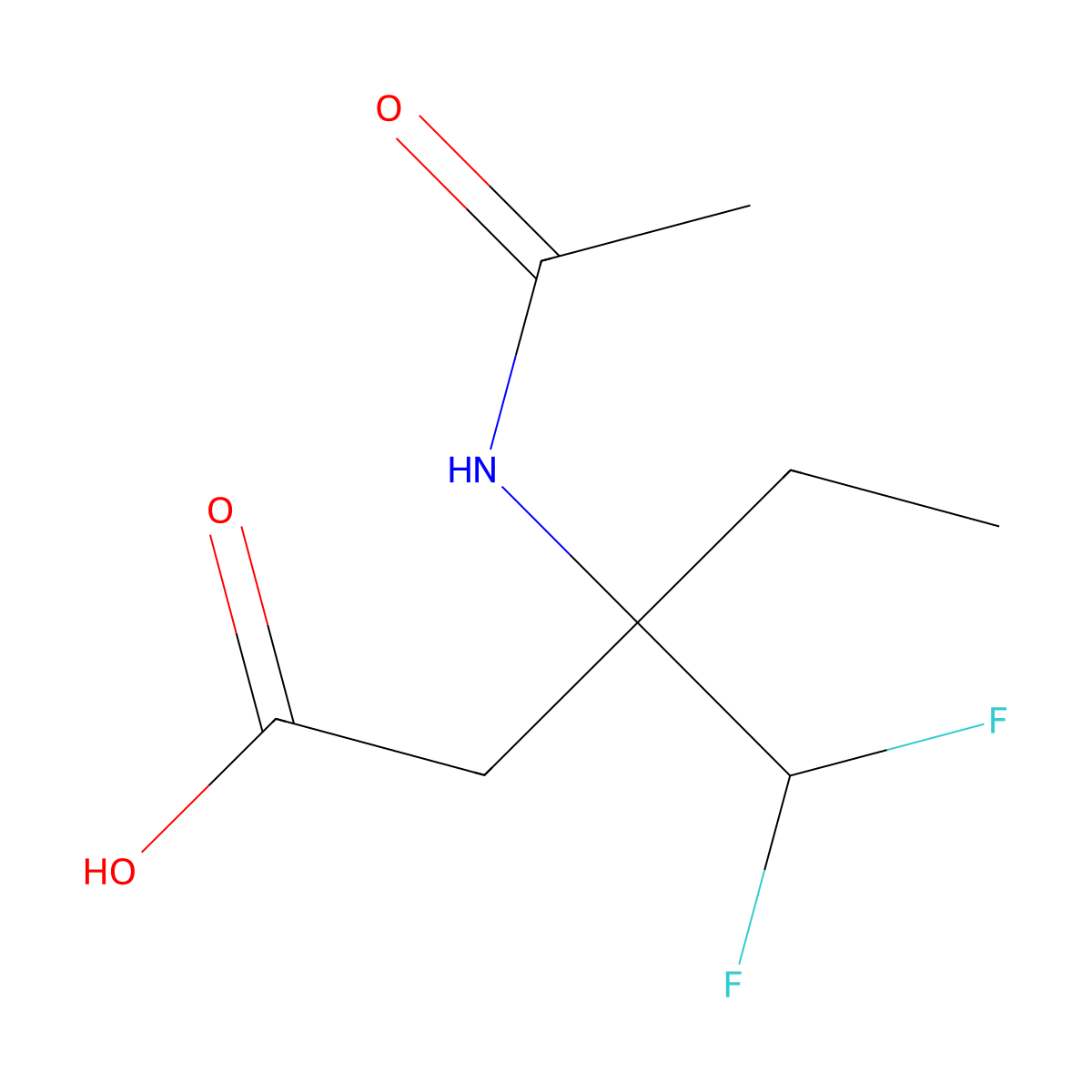 3-(Difluoromethyl)-3-acetamidopentanoic acid molecular structure, CAS 2680704-58-7