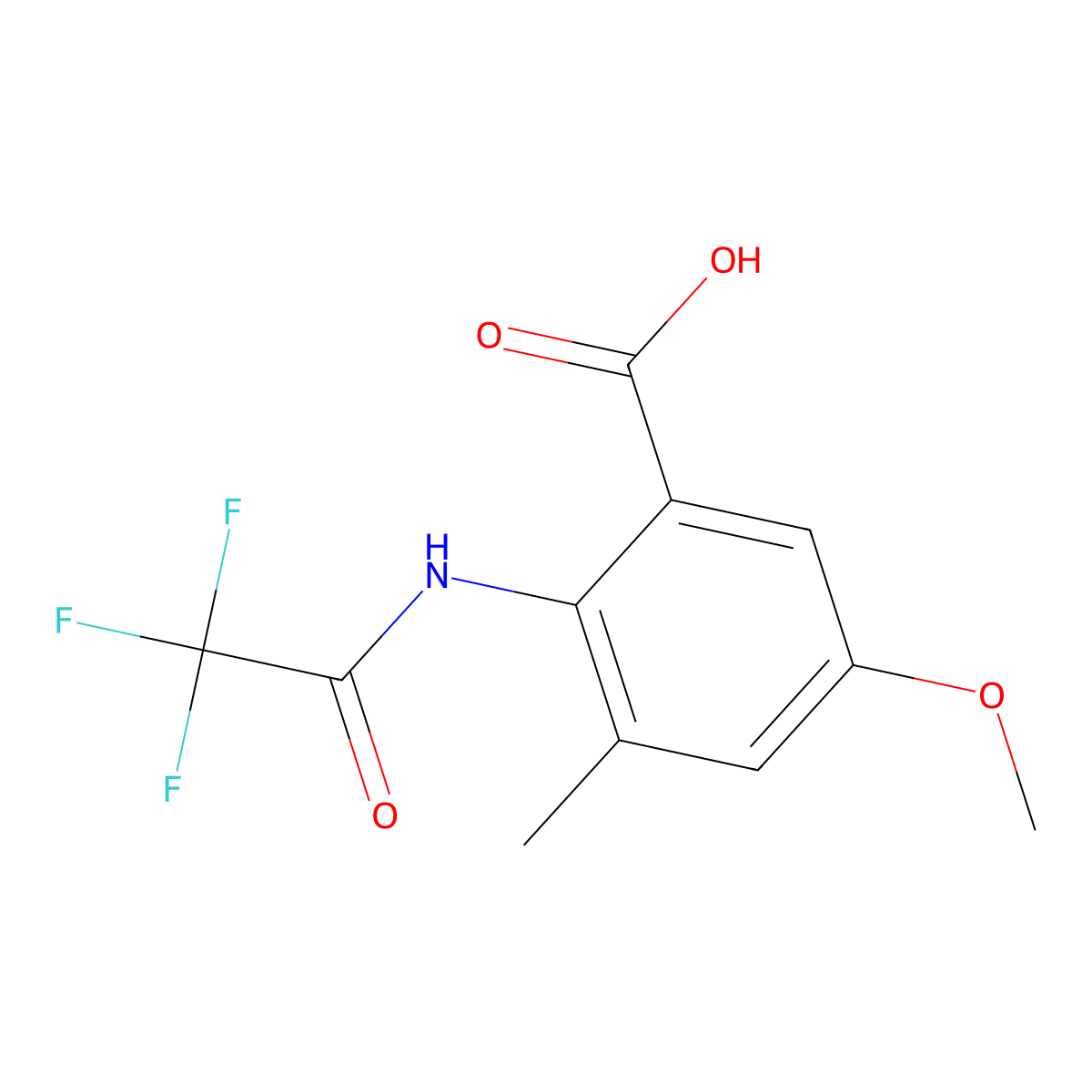 5-Methoxy-3-methyl-2-(2,2,2-trifluoroacetamido)benzoic acid molecular structure, CAS 2680704-64-5