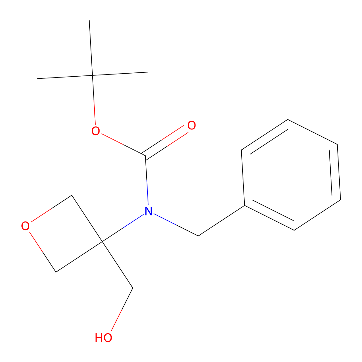tert-butyl N-benzyl-N-[3-(hydroxymethyl)oxetan-3-yl]carbamate molecular structure, CAS 2680704-67-8