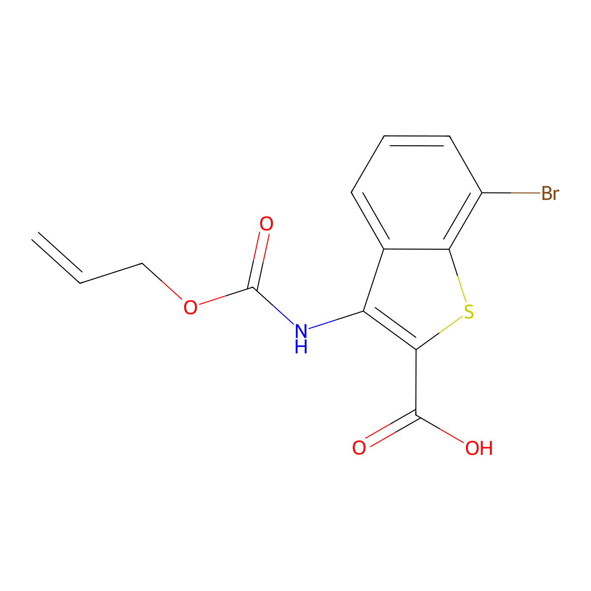 7-Bromo-3-{[(prop-2-en-1-yloxy)carbonyl]amino}-1-benzothiophene-2-carboxylic acid molecular structure, CAS 2680704-69-0