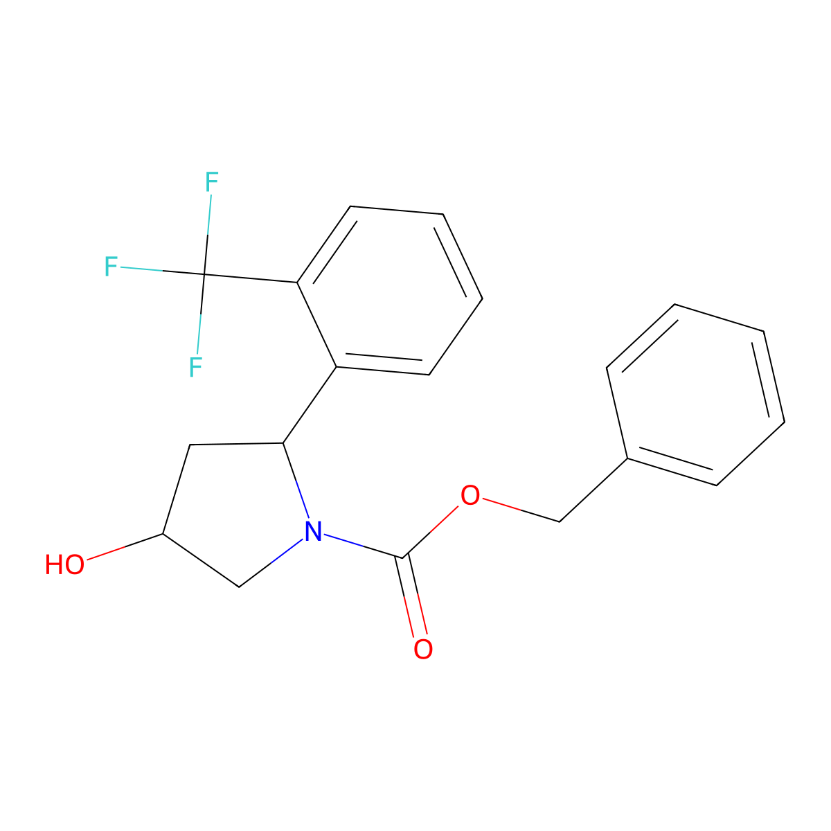 Benzyl 4-hydroxy-2-[2-(trifluoromethyl)phenyl]pyrrolidine-1-carboxylate molecular structure, CAS 2680704-71-4