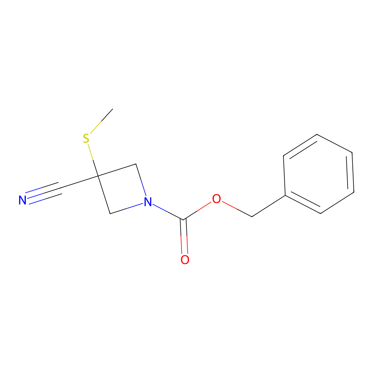 Benzyl 3-cyano-3-(methylsulfanyl)azetidine-1-carboxylate molecular structure, CAS 2680704-74-7