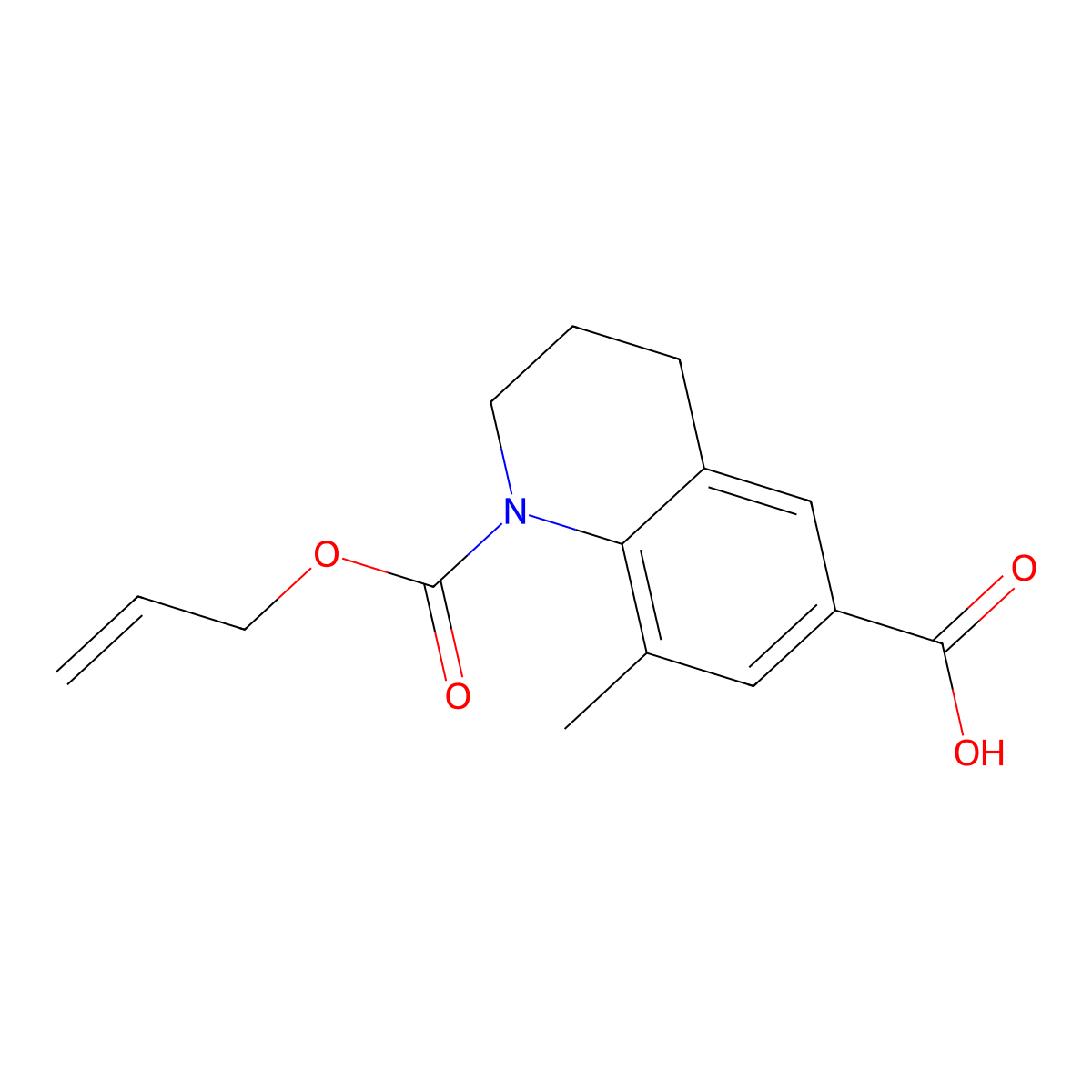 8-Methyl-1-[(prop-2-en-1-yloxy)carbonyl]-1,2,3,4-tetrahydroquinoline-6-carboxylic acid molecular structure, CAS 2680704-81-6
