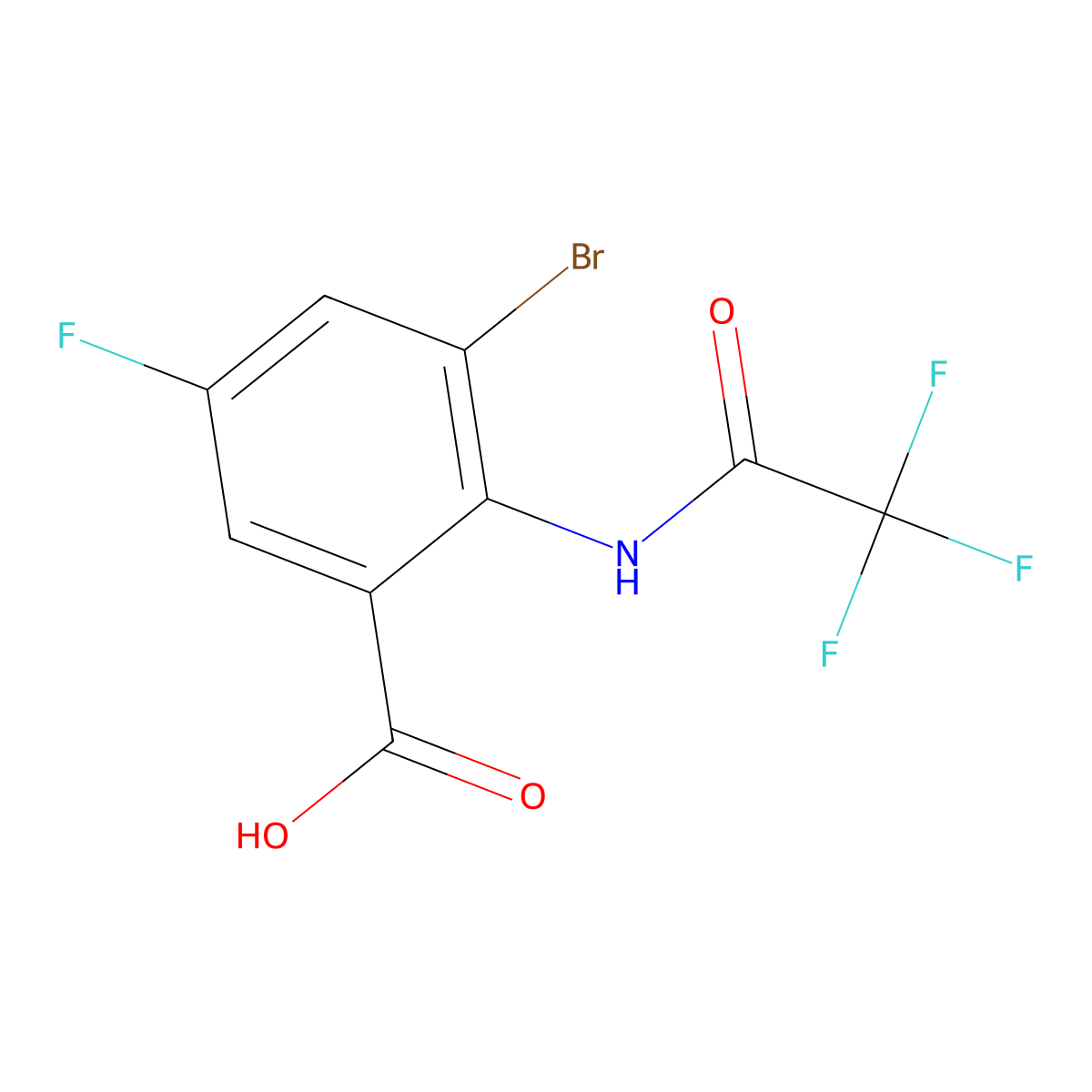 3-Bromo-5-fluoro-2-(2,2,2-trifluoroacetamido)benzoic acid molecular structure, CAS 2680704-83-8