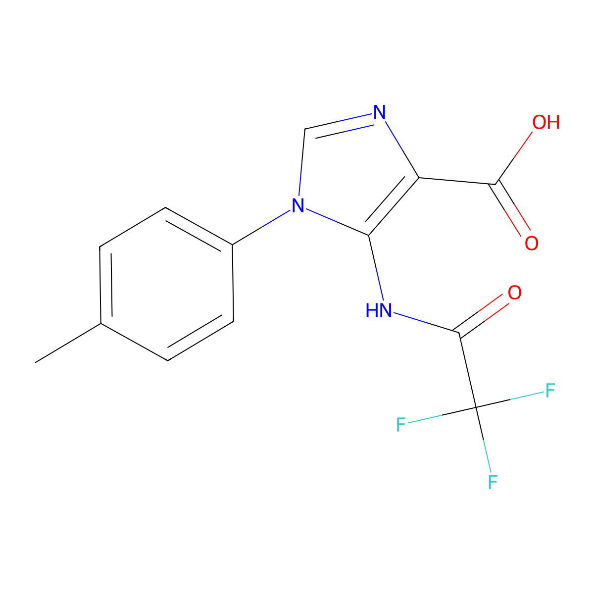 1-(4-methylphenyl)-5-(2,2,2-trifluoroacetamido)-1H-imidazole-4-carboxylic acid molecular structure, CAS 2680704-87-2