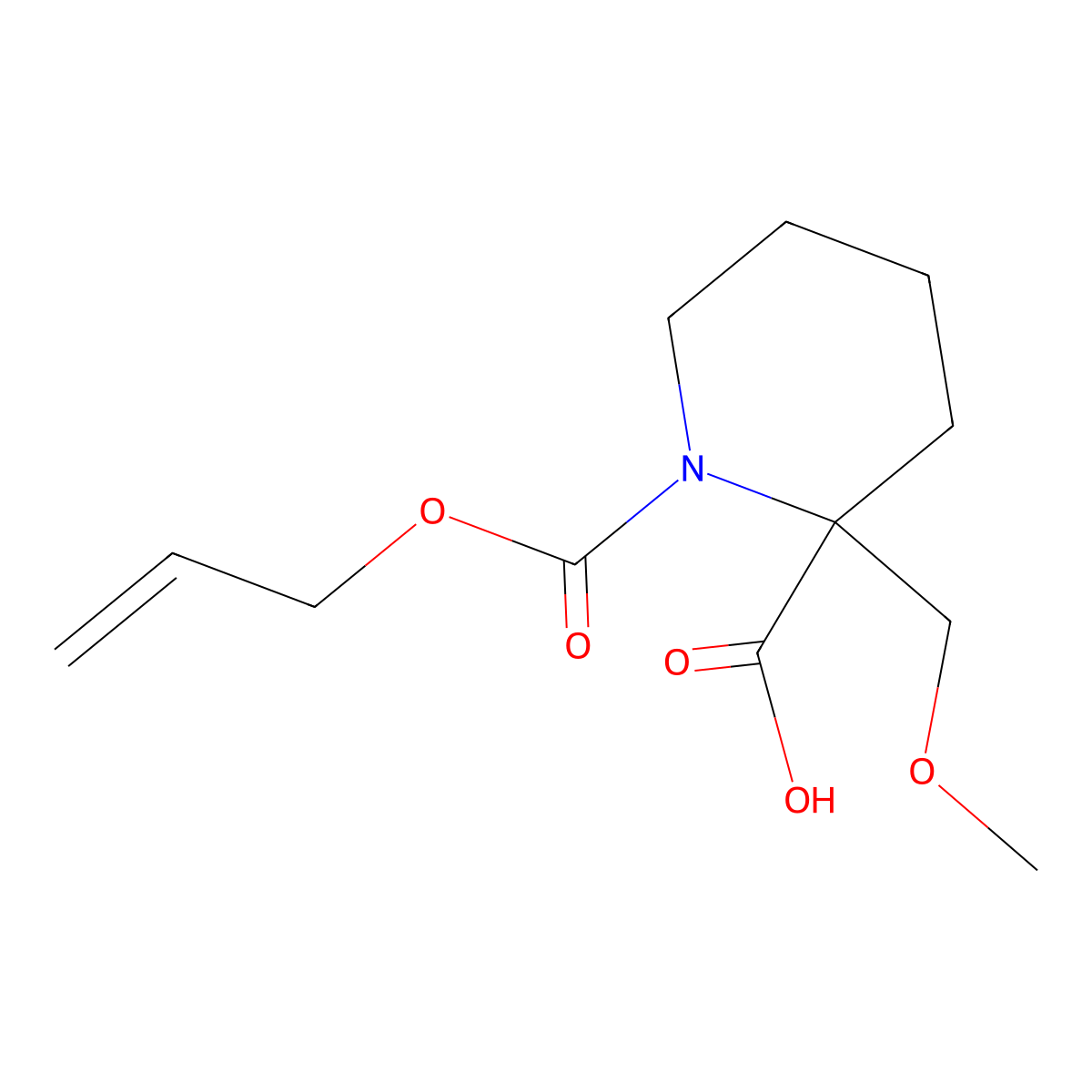 2-(Methoxymethyl)-1-[(prop-2-en-1-yloxy)carbonyl]piperidine-2-carboxylic acid molecular structure, CAS 2680704-92-9