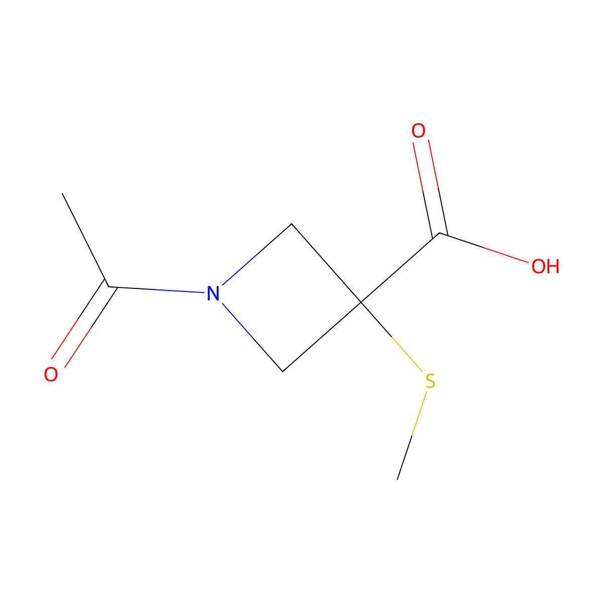 1-Acetyl-3-(methylsulfanyl)azetidine-3-carboxylic acid molecular structure, CAS 2680704-97-4