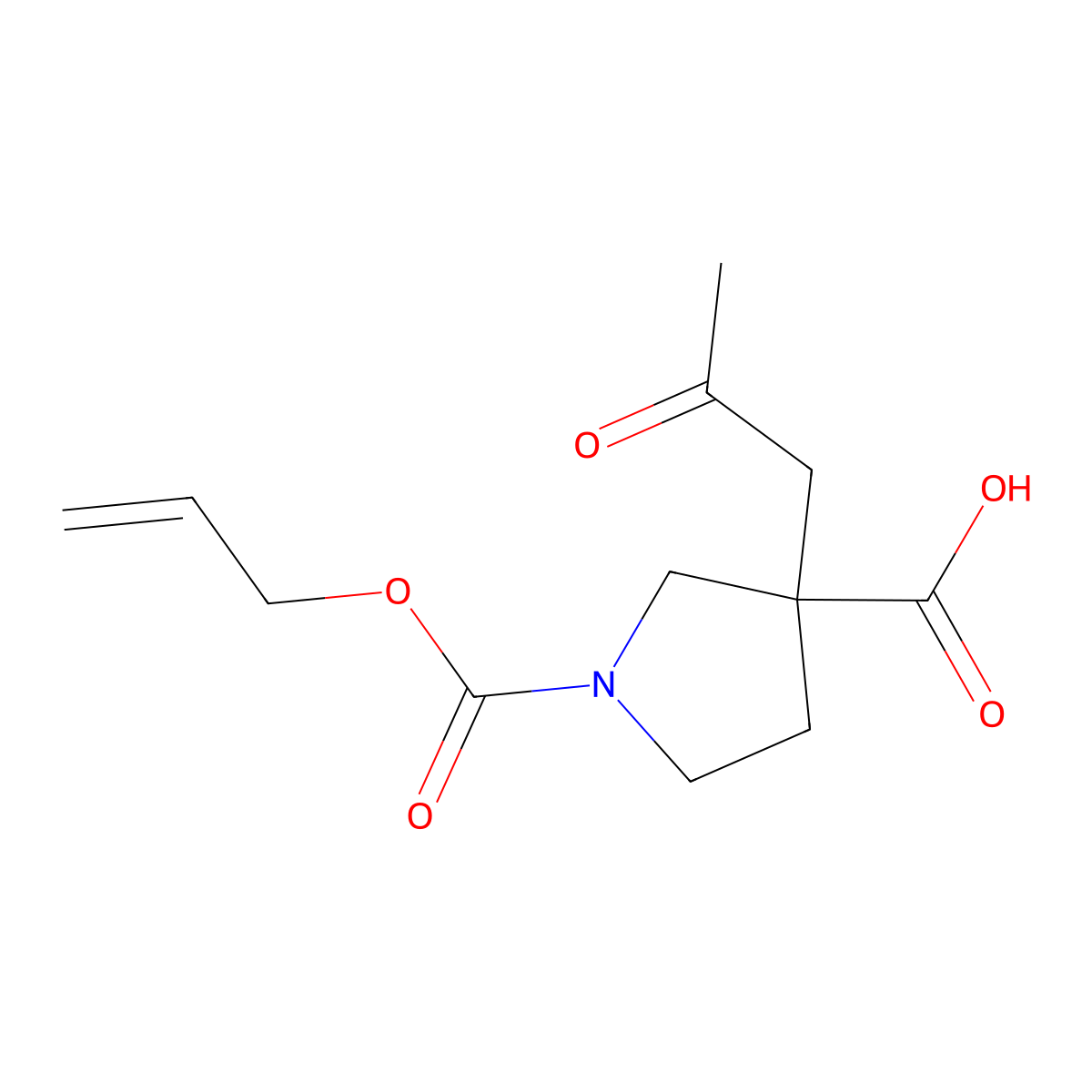3-(2-Oxopropyl)-1-[(prop-2-en-1-yloxy)carbonyl]pyrrolidine-3-carboxylic acid molecular structure, CAS 2680704-98-5