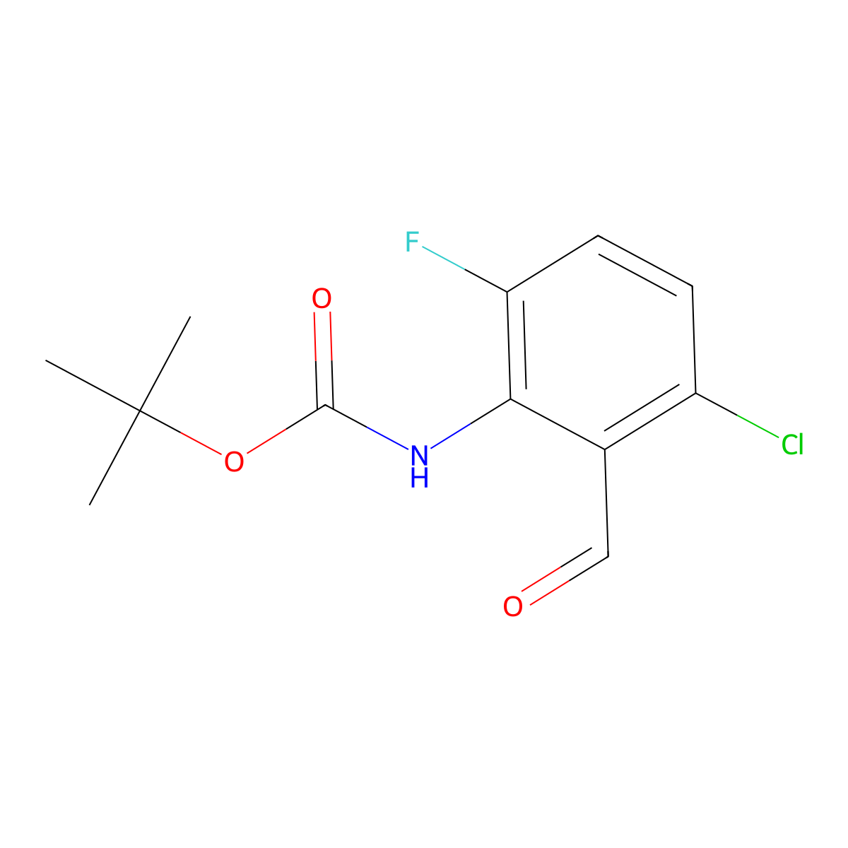tert-butyl N-(3-chloro-6-fluoro-2-formylphenyl)carbamate molecular structure, CAS 2680705-05-7