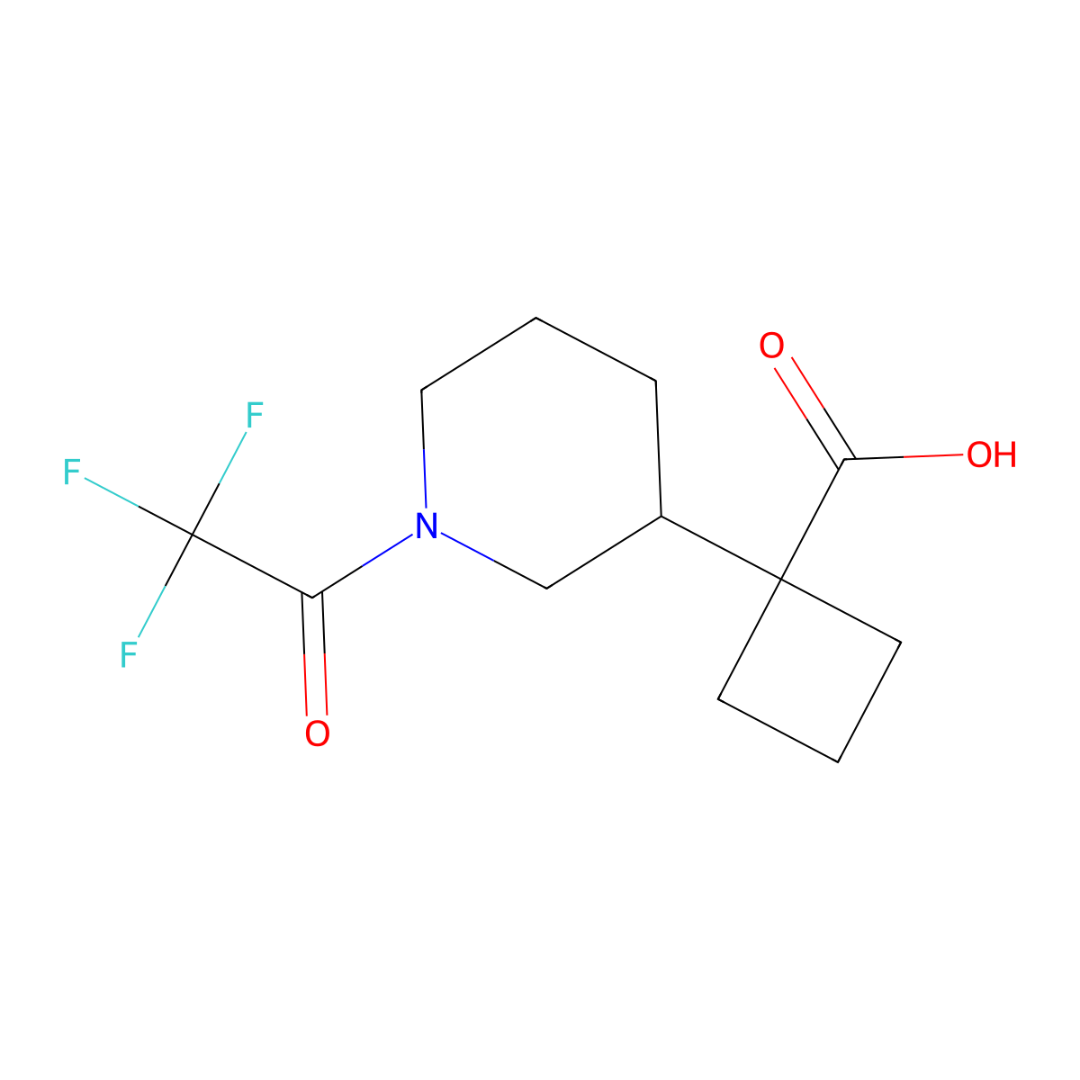 1-[1-(2,2,2-Trifluoroacetyl)piperidin-3-yl]cyclobutane-1-carboxylic acid molecular structure, CAS 2680705-16-0
