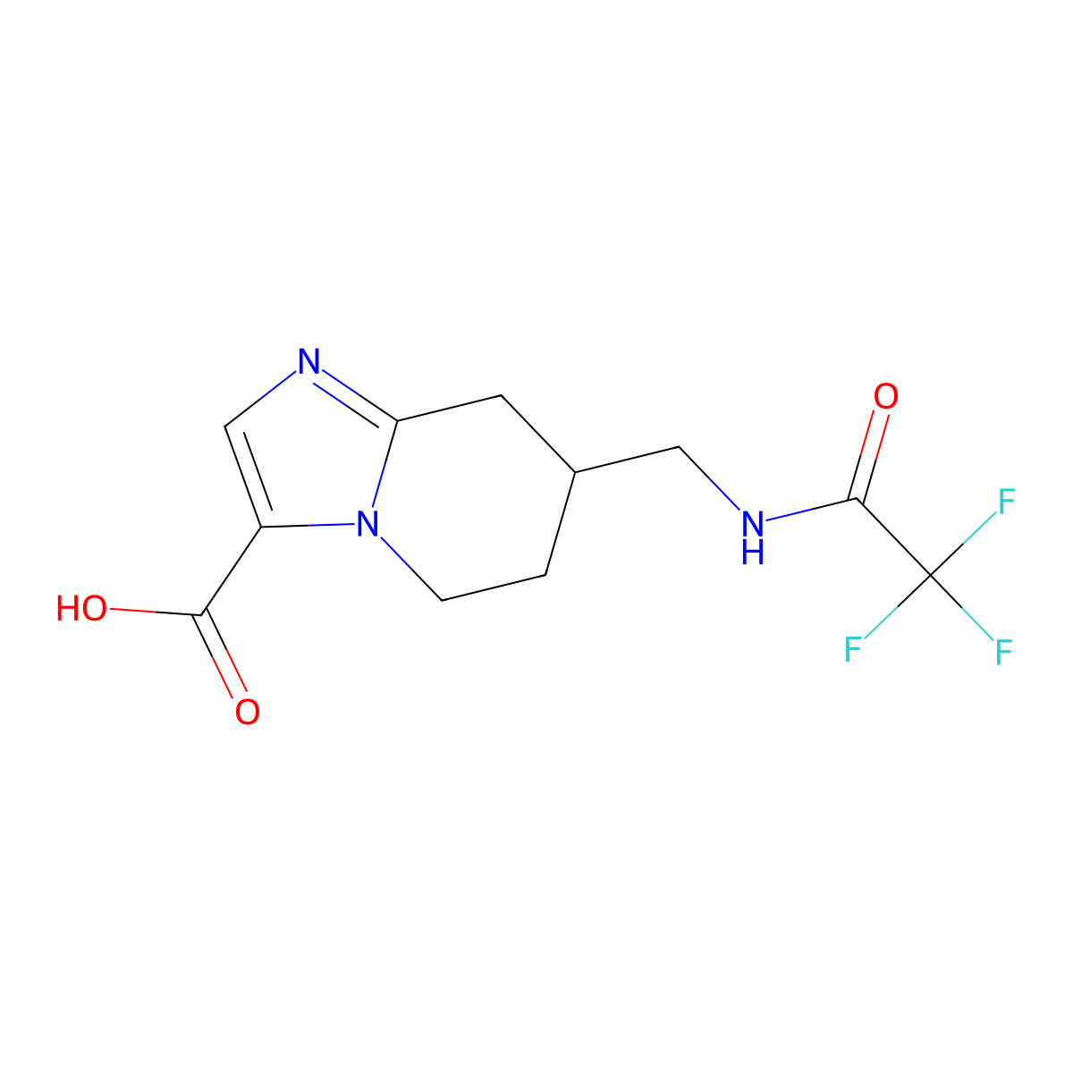 7-[(2,2,2-trifluoroacetamido)methyl]-5H,6H,7H,8H-imidazo[1,2-a]pyridine-3-carboxylic acid molecular structure, CAS 2680705-24-0