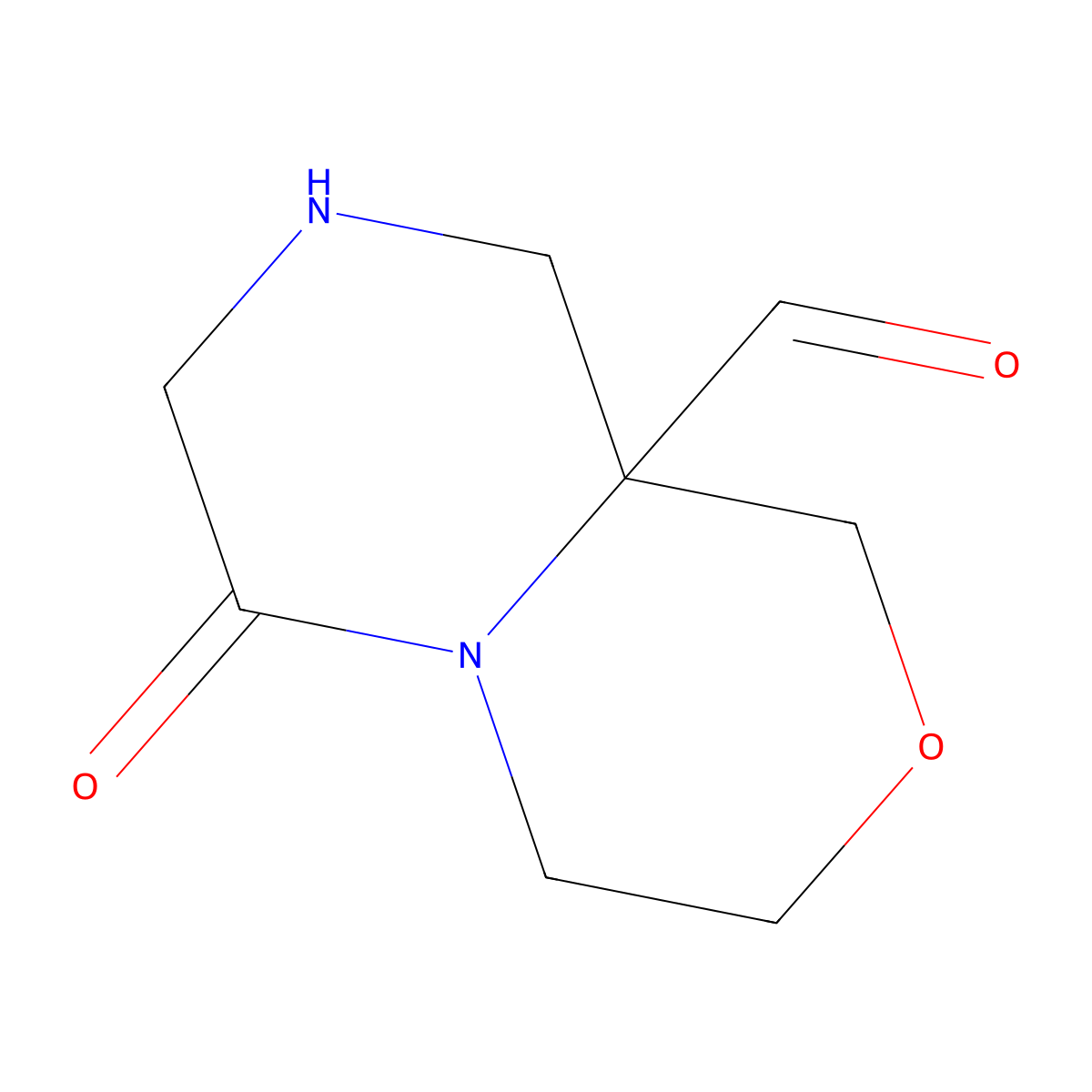 6-Oxo-octahydropyrazino[2,1-c][1,4]oxazine-9a-carbaldehyde molecular structure, CAS 2680705-25-1