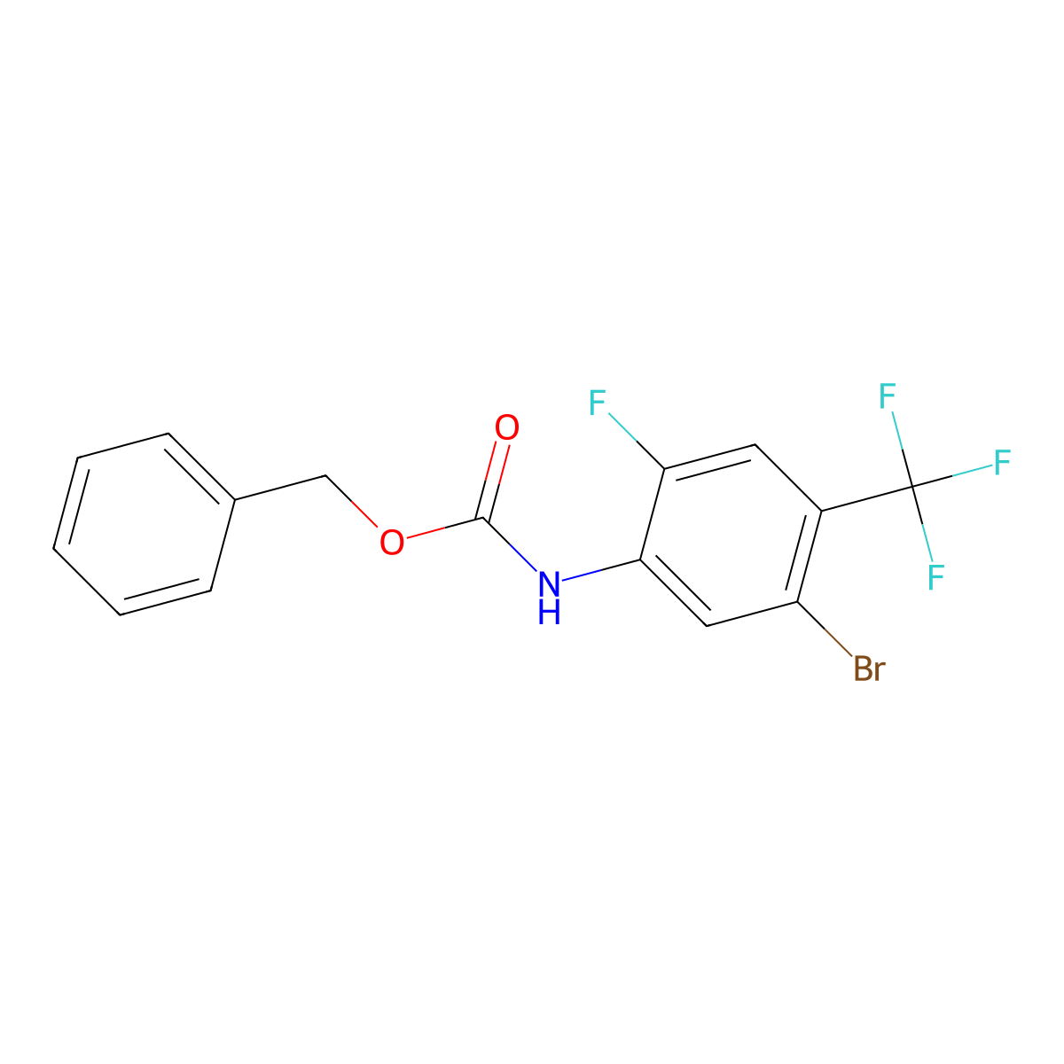 benzyl N-[5-bromo-2-fluoro-4-(trifluoromethyl)phenyl]carbamate molecular structure, CAS 2680705-26-2