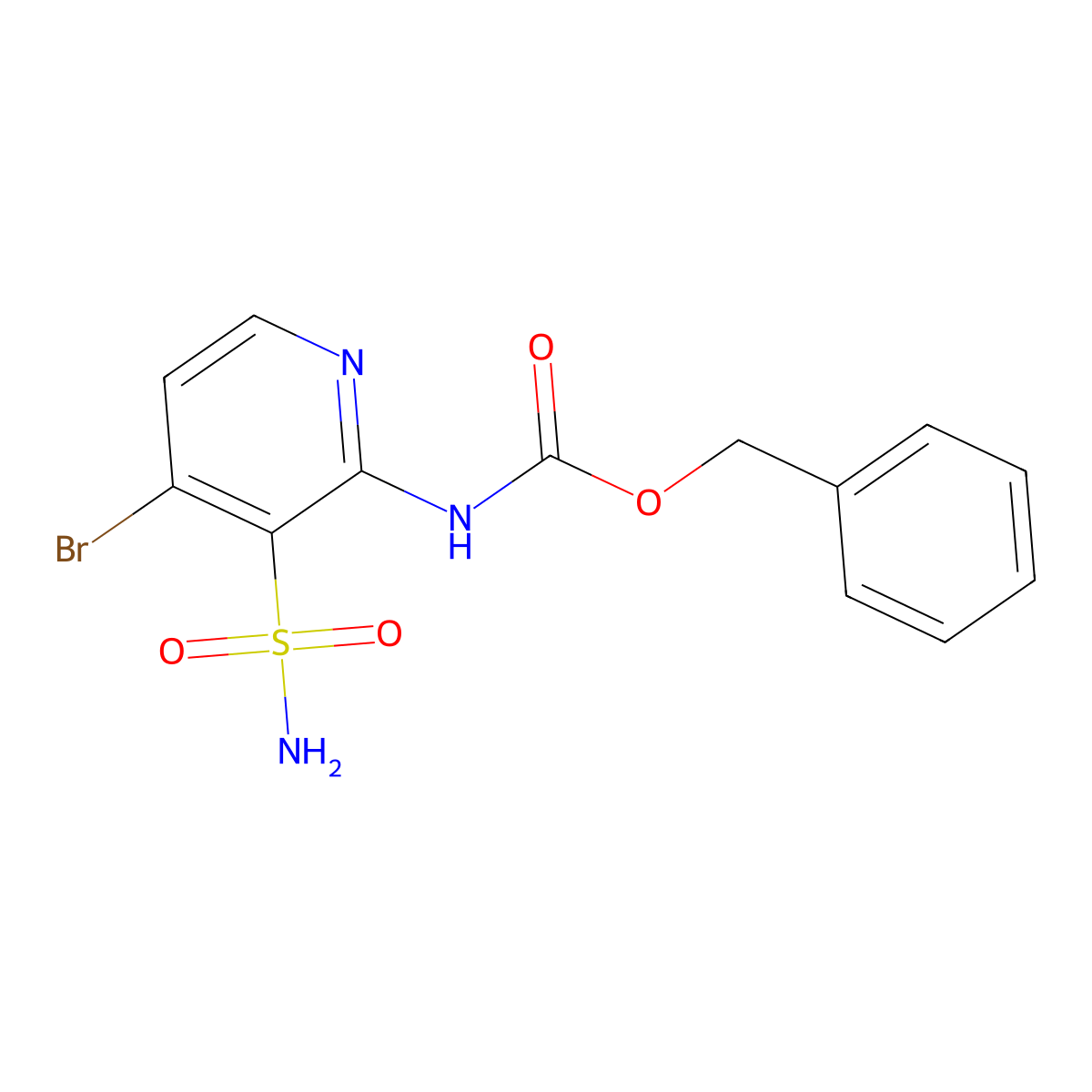 benzyl N-(4-bromo-3-sulfamoylpyridin-2-yl)carbamate molecular structure, CAS 2680705-36-4