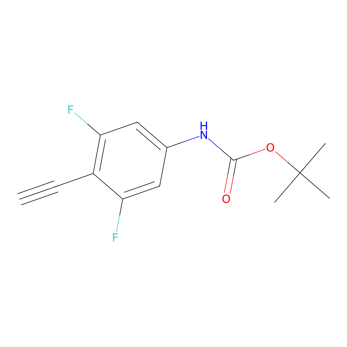 tert-butyl N-(4-ethynyl-3,5-difluorophenyl)carbamate molecular structure, CAS 2680705-42-2