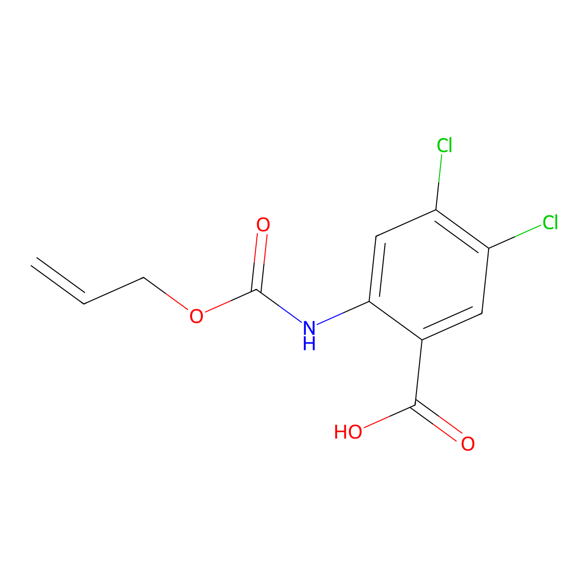 4,5-Dichloro-2-{[(prop-2-en-1-yloxy)carbonyl]amino}benzoic acid molecular structure, CAS 2680705-45-5
