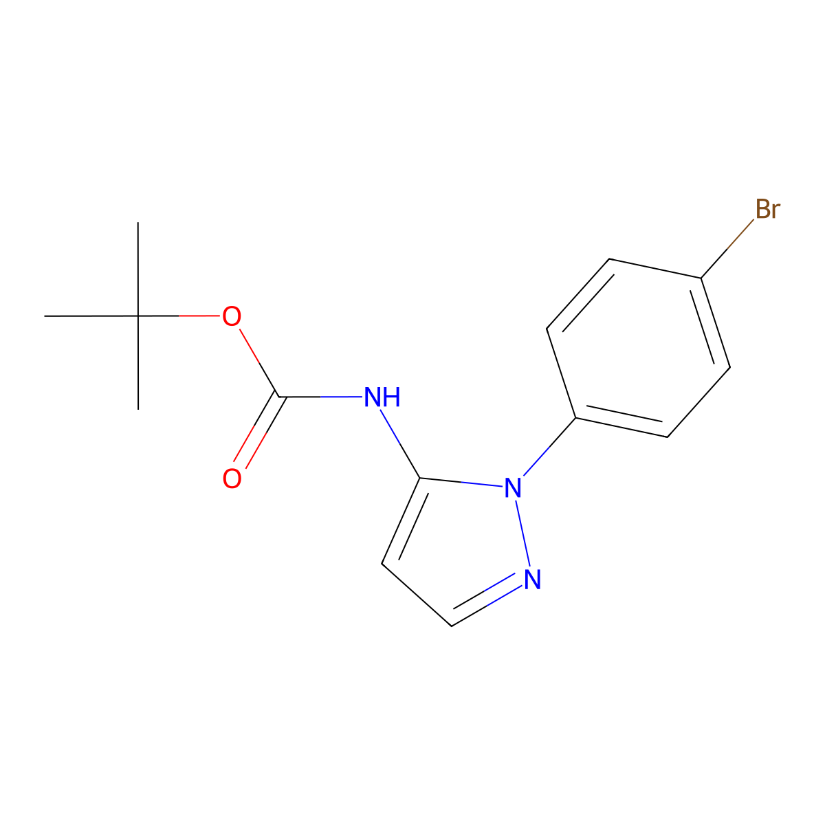 tert-butyl N-[1-(4-bromophenyl)-1H-pyrazol-5-yl]carbamate molecular structure, CAS 2680705-49-9