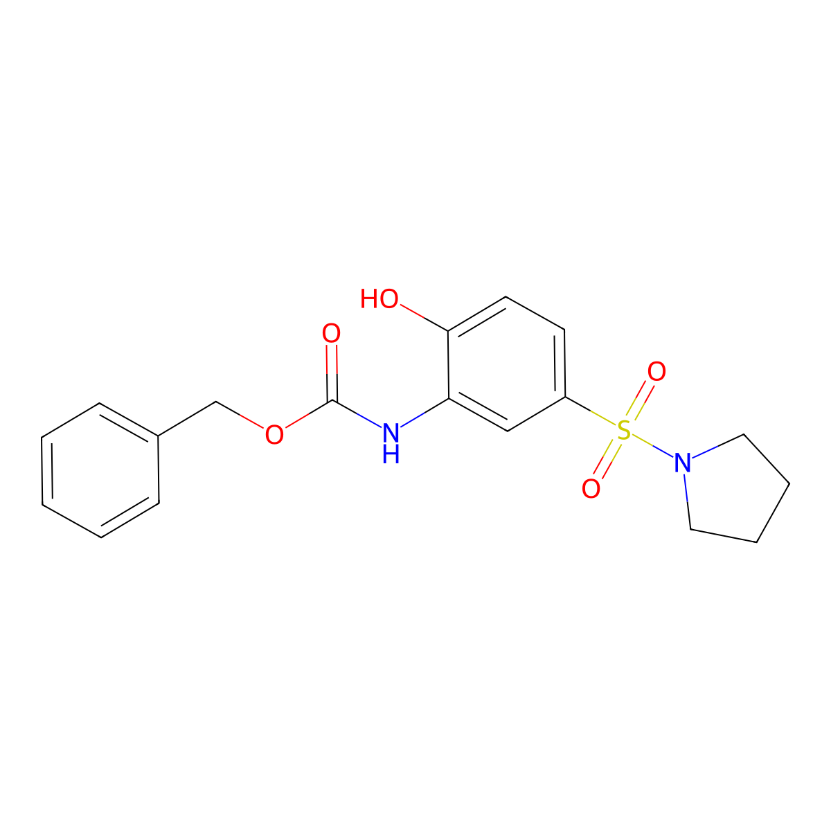 benzyl N-[2-hydroxy-5-(pyrrolidine-1-sulfonyl)phenyl]carbamate molecular structure, CAS 2680705-60-4