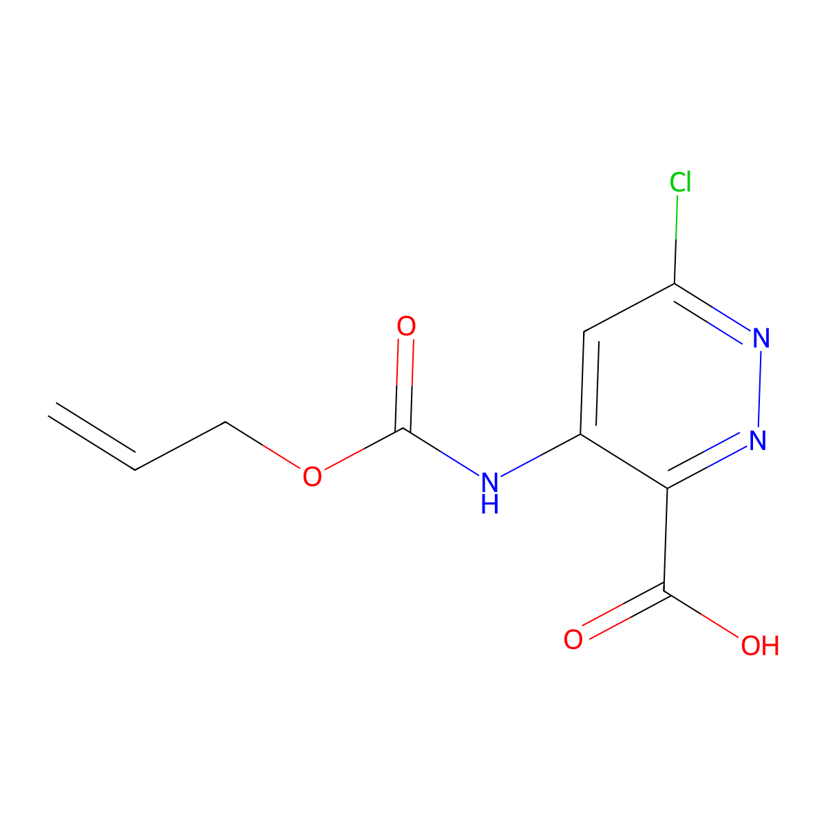 6-Chloro-4-{[(prop-2-en-1-yloxy)carbonyl]amino}pyridazine-3-carboxylic acid molecular structure, CAS 2680705-75-1