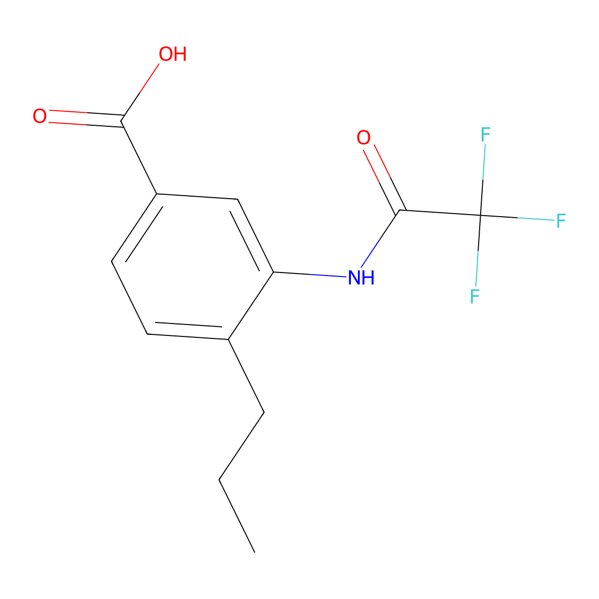 4-Propyl-3-(2,2,2-trifluoroacetamido)benzoic acid molecular structure, CAS 2680705-78-4