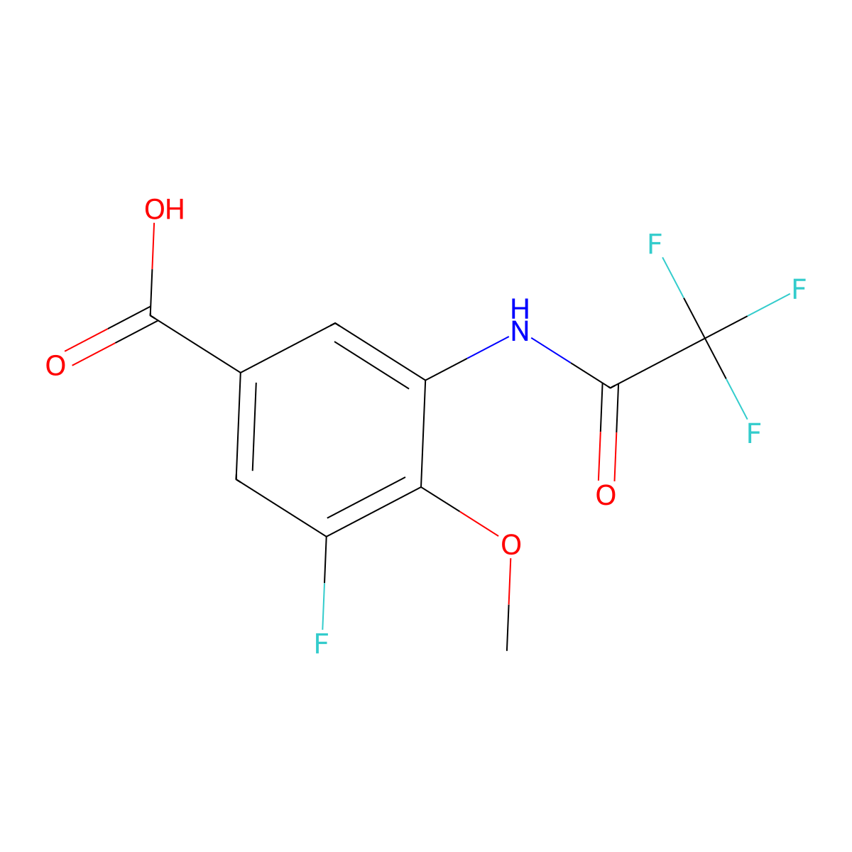3-Fluoro-4-methoxy-5-(2,2,2-trifluoroacetamido)benzoic acid molecular structure, CAS 2680705-84-2