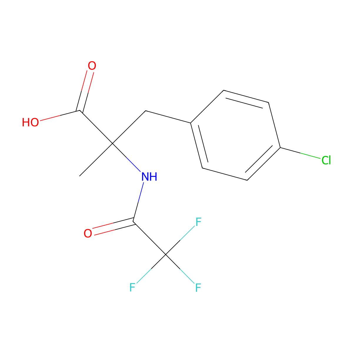 3-(4-Chlorophenyl)-2-methyl-2-(2,2,2-trifluoroacetamido)propanoic acid molecular structure, CAS 2680705-88-6
