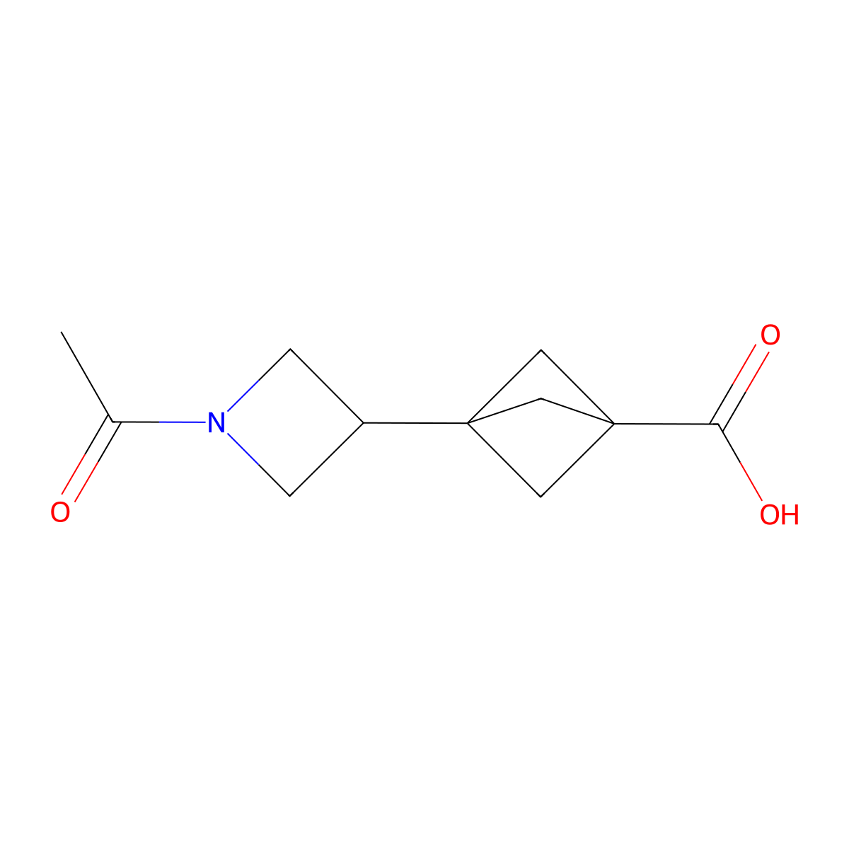 3-(1-Acetylazetidin-3-yl)bicyclo[1.1.1]pentane-1-carboxylic acid molecular structure, CAS 2680705-89-7