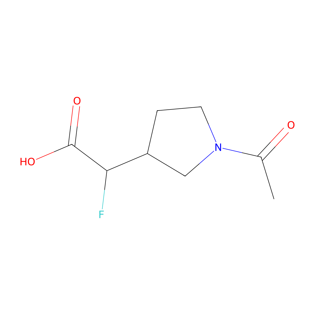 2-(1-Acetylpyrrolidin-3-yl)-2-fluoroacetic acid molecular structure, CAS 2680706-02-7