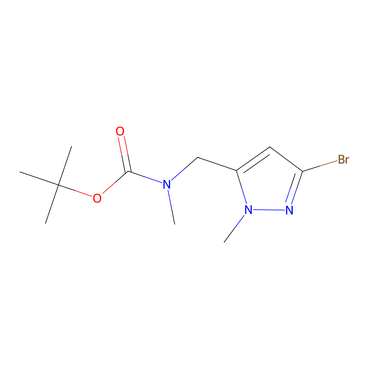 tert-butyl N-[(3-bromo-1-methyl-1H-pyrazol-5-yl)methyl]-N-methylcarbamate molecular structure, CAS 2680706-05-0