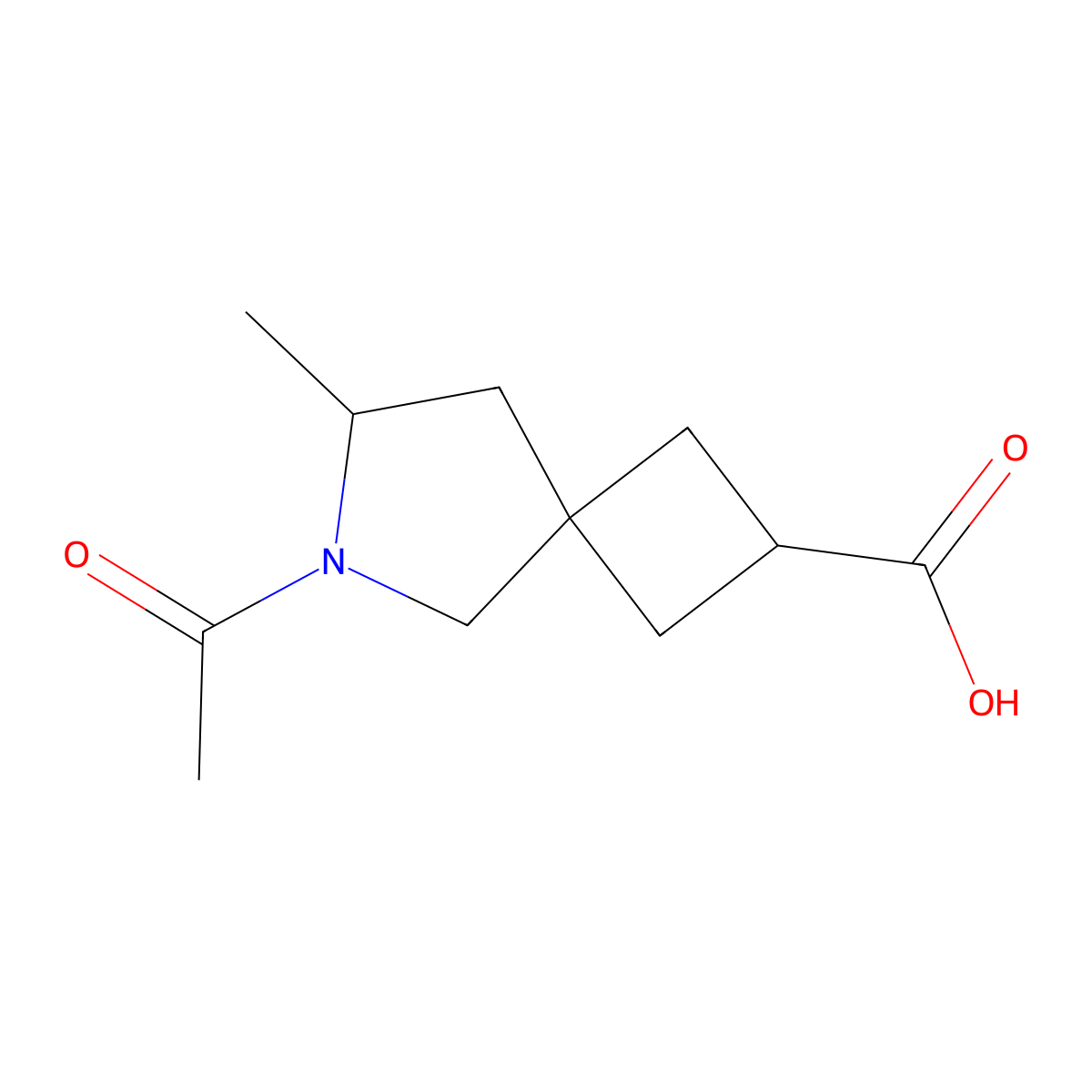 6-Acetyl-7-methyl-6-azaspiro[3.4]octane-2-carboxylic acid molecular structure, CAS 2680706-08-3