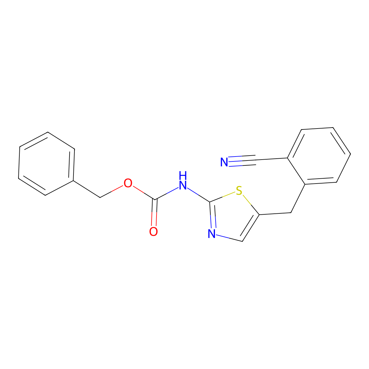 benzyl N-{5-[(2-cyanophenyl)methyl]-1,3-thiazol-2-yl}carbamate molecular structure, CAS 2680706-13-0