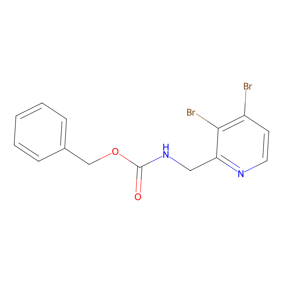 benzyl N-[(3,4-dibromopyridin-2-yl)methyl]carbamate molecular structure, CAS 2680706-20-9