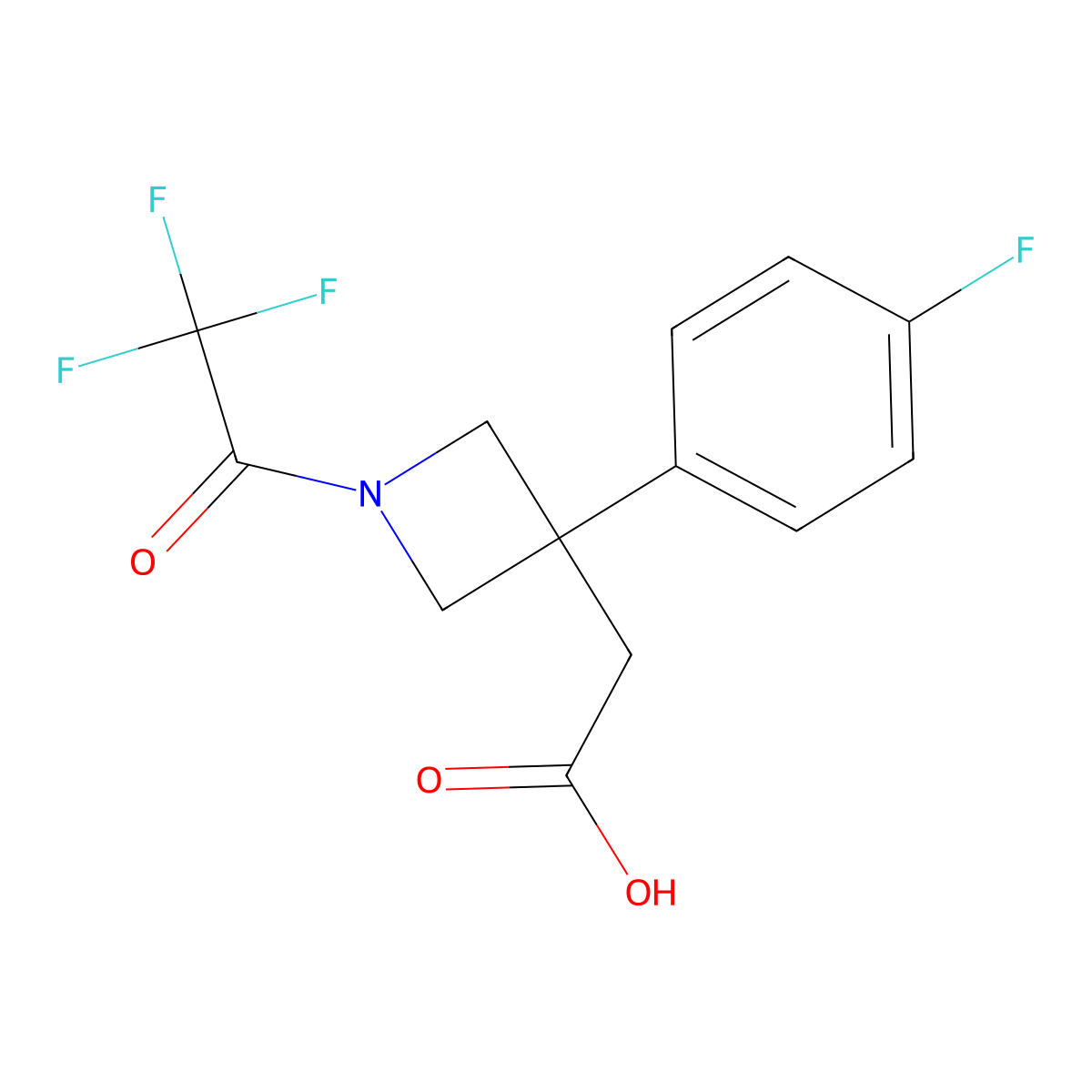 2-[3-(4-Fluorophenyl)-1-(2,2,2-trifluoroacetyl)azetidin-3-yl]acetic acid molecular structure, CAS 2680706-23-2