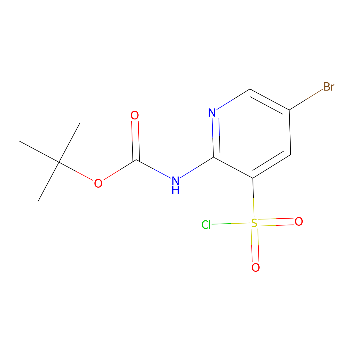 tert-butyl N-[5-bromo-3-(chlorosulfonyl)pyridin-2-yl]carbamate molecular structure, CAS 2680706-26-5